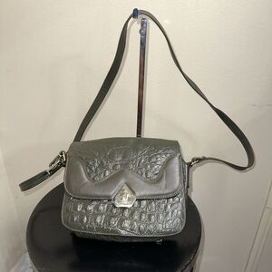 Zamponi DIAMONTE Italian Croc Embossed Premium Leather Bag Handcrafted Olive